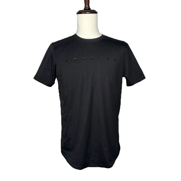 YoungLA | Men | Black Stretch Cotton Minimal Drop Cut Logo Tee | Medium - Picture 2 of 9